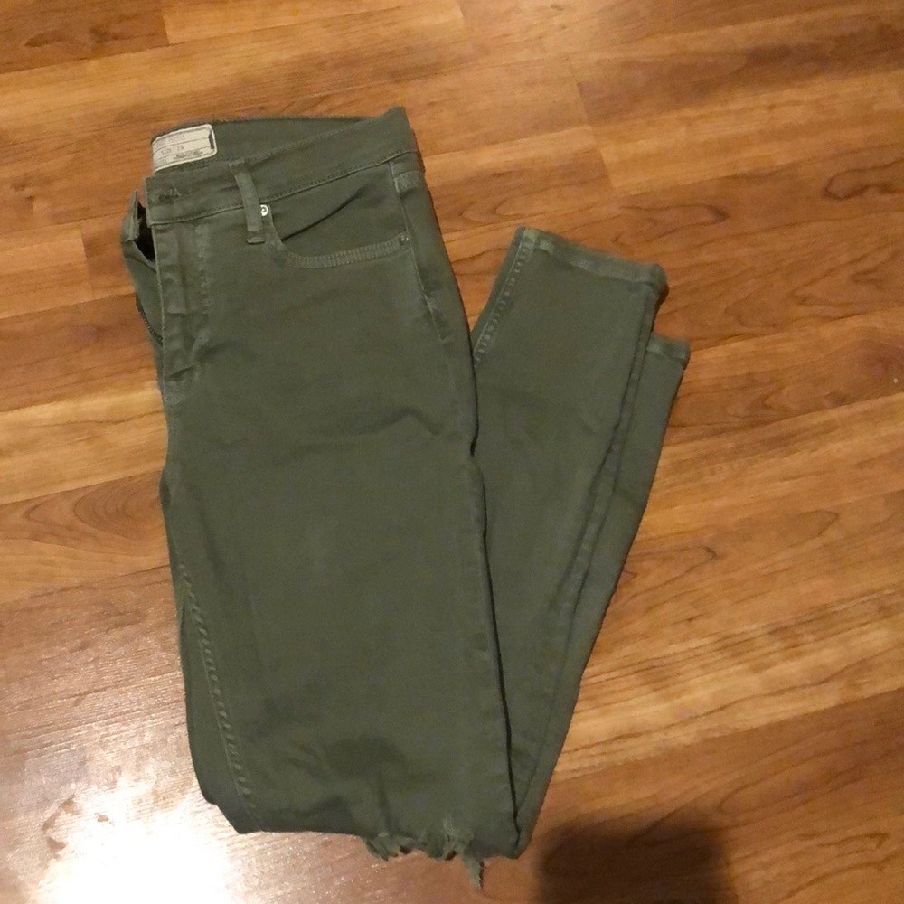 Olive Green Free People Jeans with hole at Knee